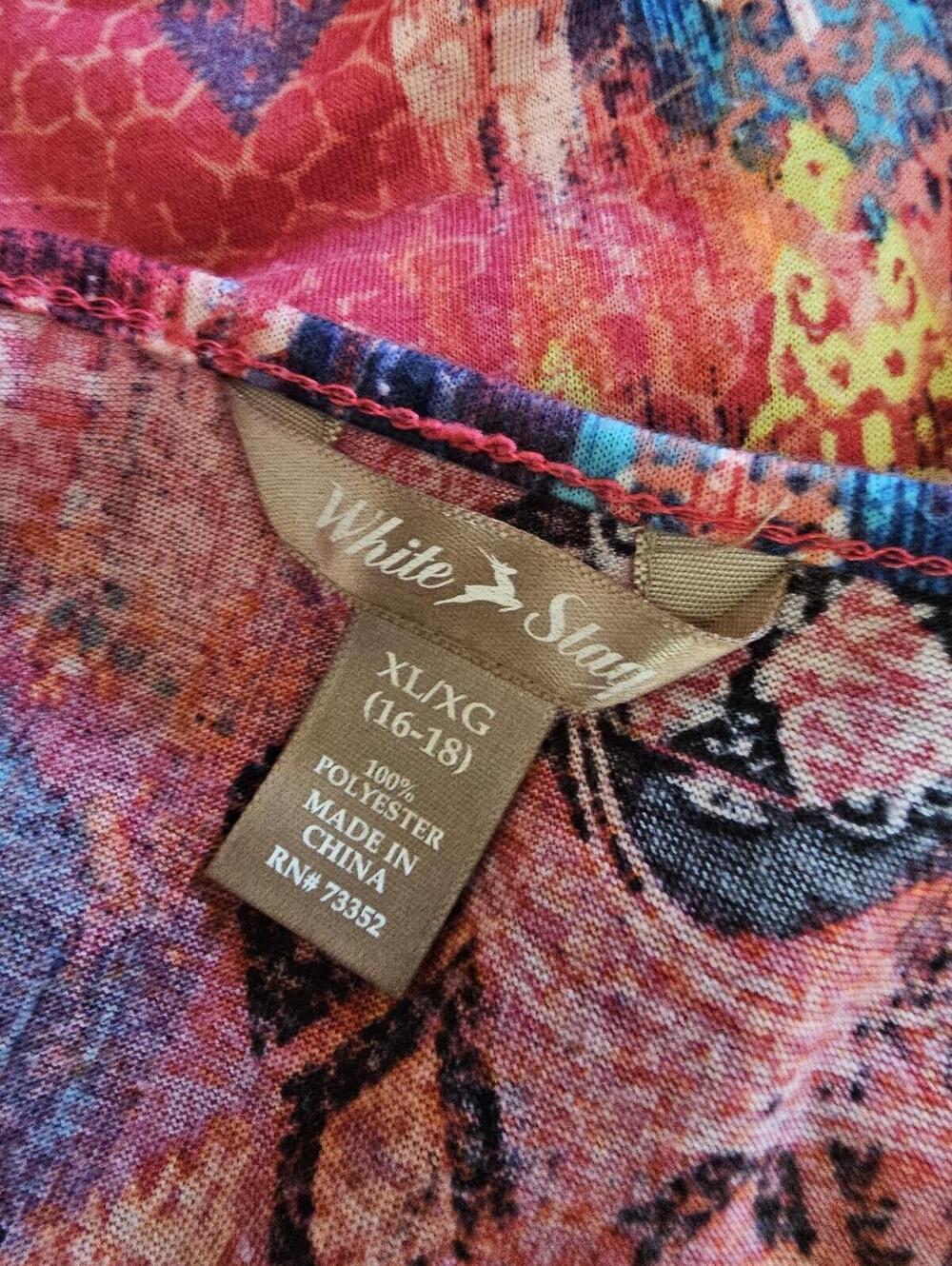 White Stag Women's XL (16-18) Multicolor Patterned 3/4 Sleeve Top - Picture 3 of 5